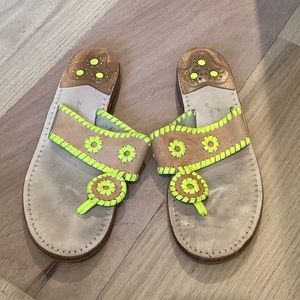 Jack Rogers Neon yellow/green and tan sandals Size 8
